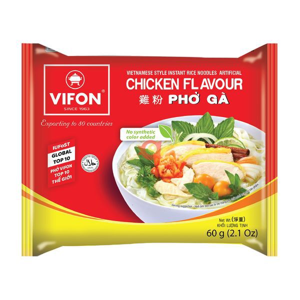 VIFON Rice Noodle Chicken Flavour Pho Ga 60g | Vifon 鸡肉味粉丝 60g