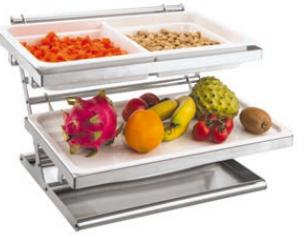 Buffet Rack With Basket | Buffet Rack With Basket | 不锈钢 双层点心展示架+2个密胺盘