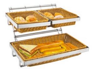 Buffet Rack With Basket  | 不锈钢 双层点心展示架+2个篮子
