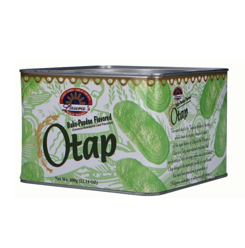 LAURA'S Otap 饼干 椰子斑斓味 桶装 600g | LAURA'S Otap Biscuits Buko Pandan Flavor Tubs 600g