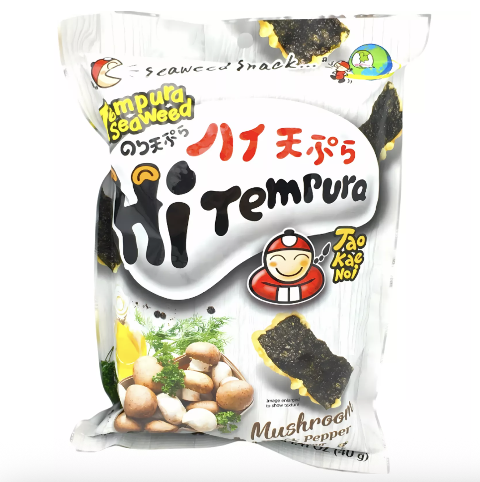 TAOKAENOI Tempura Seaweed Snack Mushroom & Pepper Flavor 40g | 小老板 紫菜零食 蘑菇胡椒味 40g