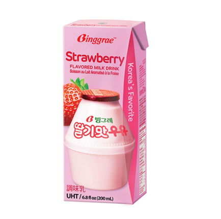BINGGRAE Strawberry Milk Drink 200ml | 宾格瑞 草莓牛奶 200ml