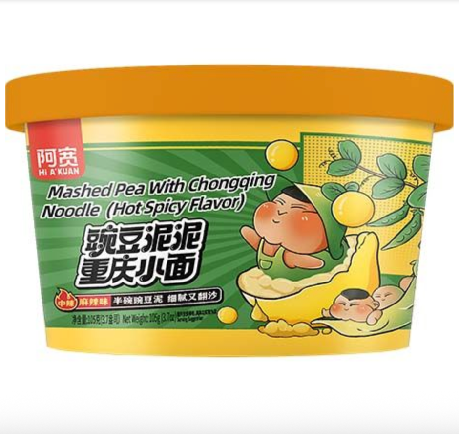 AK Instant Mashed Pea Chongqing Noodle Hot Spicy Flavor 105g | 阿宽 豌豆泥泥重庆小面 香辣味 105g