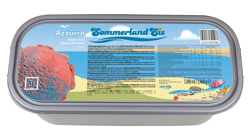 SOMMERLAND Bubble Gum Flav. Ice Cream 5L*4/CTN | 德国 缤纷泡泡糖味 冰淇淋 5L*4/箱