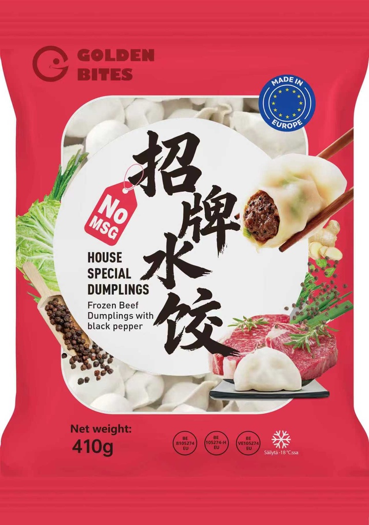 GOLDEN BITES Black Pepper Beef Dumplings 410g | GOLDEN BITES 黑椒牛肉水饺 410g