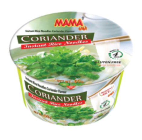 MAMA Instant Rice Noodle Coriander Flavor Gluten Free Bowl 60g | MAMA 即食河粉 香菜味 碗 60g