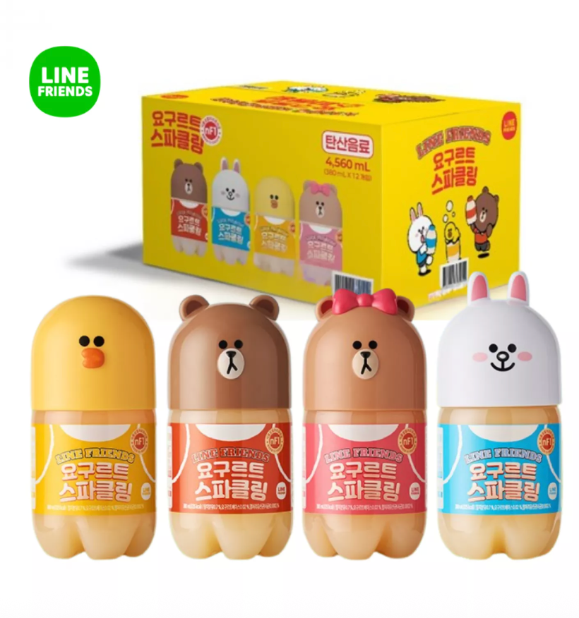 LINE FRIENDS 酸奶苏打饮料 380ml | LINE FRIEND Sparkling Yogurt Soda 380ml