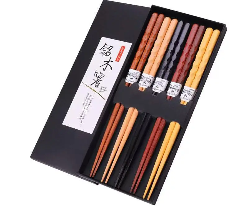 Japanese Five-Color Wooden Chopsticks 5 pairs/pkt | 小龟甲 日式五色木筷 5双装