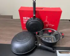 加厚三件套厨具套装（精铁及麦饭石涂层) | Thickened 3-Piece Cookware Set (Fine Iron & Maifan Stone Coating)
