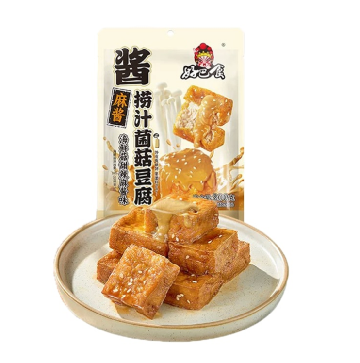 HBS Sauced Mushroom Tofu Enoki Mushroom Sweet & Spicy Sesame Flavor 200g | 好巴食 捞汁菌菇豆腐 海鲜菇甜辣麻酱味 200g