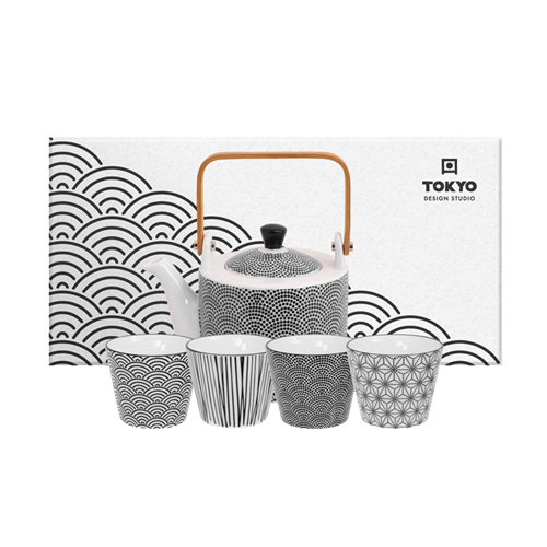 [70457] Tokyo Design Studio Nippon Black Tea Set Dots 0.8L w/4 cups | TDS 日式陶瓷茶具套装 1壶4杯