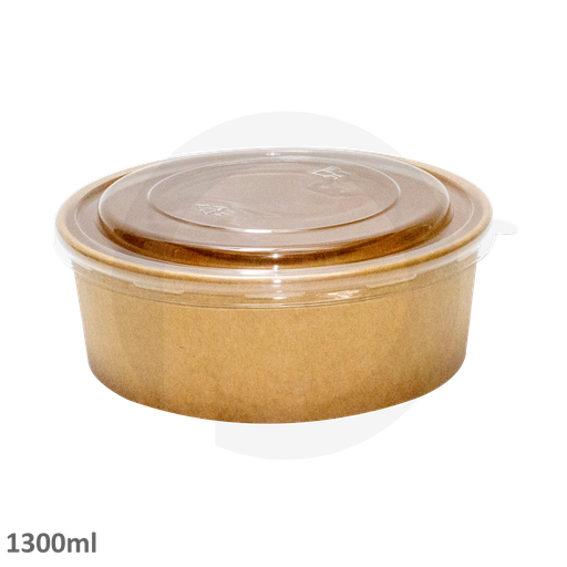 [70560+70620] test 1300ml 纸质 沙拉外卖碗 (透明防雾盖) 300套/箱 | 1300ml Paper Salad Bowl (transparent anti-fog lid) 300sets/CTN