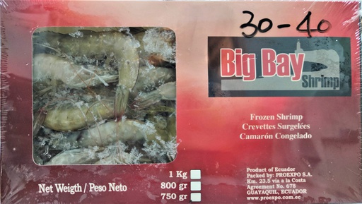 [80737] Big Bay 白虾 30/40 有头有壳 750g | BIG BAY HOSO Shrimp 30/40 750g