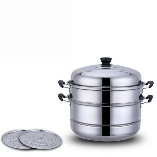 [70261] Stainless Steel 3-Tier Steamer 32cm  | 不锈钢三层蒸锅 32厘米