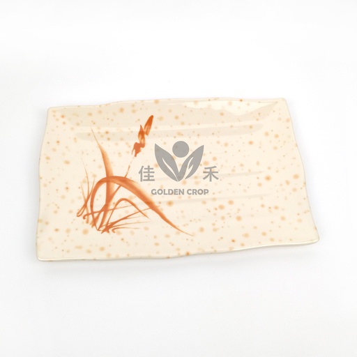 [70314] 密胺9.8''带格长方碟 秋草 A210 | Melamine 9.8'' Rectangular Plate with Graid Autumn Grass A210