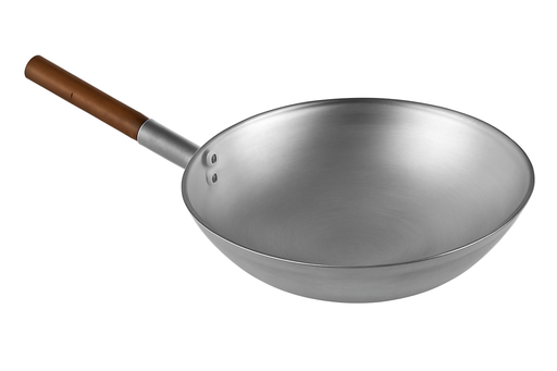 [70694] White/Black Steel wok 15 inch---38/40CM | 15寸 木柄黑钢/白钢炒锅