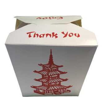 [70328] 26OZ Noodle Box Red Tower / Take Away Paper Box 750ml (500sets) | 中餐 红塔 纸质正方形 外卖盒 750ml(26OZ)